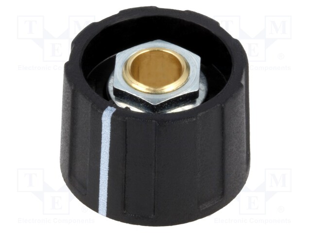 Knob; with pointer; ABS; Shaft d: 6mm; Ø23x15.5mm; black