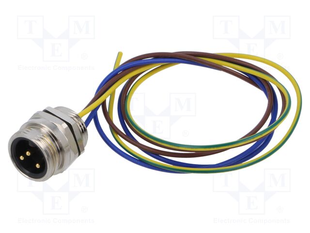 Connector: 7/8"; socket; male; straight; with leads; PIN: 3; 0.5m