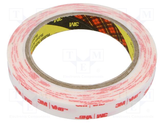 Tape: fixing; W: 15mm; L: 5.5m; Thk: 0.6mm; acrylic; white; -35÷90°C