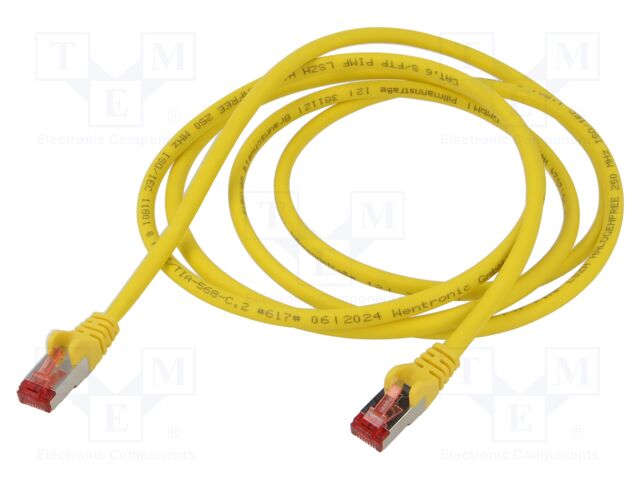 Patch cord; S/FTP; 6; stranded; Cu; LSZH; yellow; 2m; halogen free