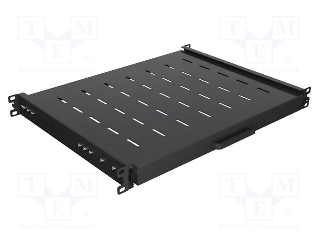 Shelf; 1U; Dimensions: 482.6x44.45x350mm; steel; black; screw; 35kg