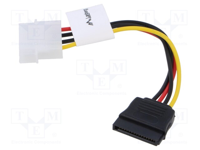 Cable: mains SATA; Molex male,SATA 15pin female; 0.15m