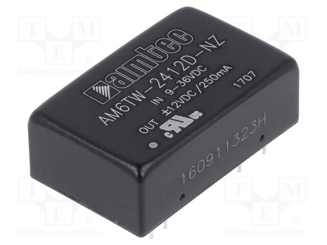 Converter: DC/DC; 6W; Uin: 9÷36V; Uout: 12VDC; Uout2: -12VDC; DIP24