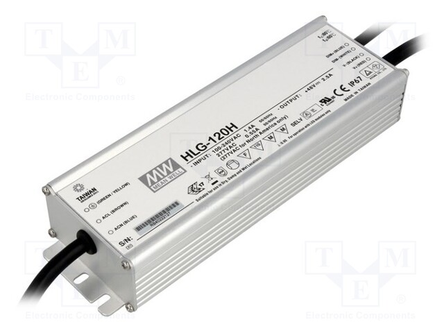 Power supply: switched-mode; LED; 120W; 12VDC; 10A; 90÷305VAC; IP67