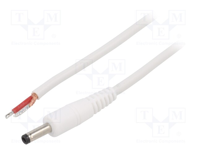 Cable; wires,DC 4,0/1,7 plug; straight; 1mm2; white; 1.5m