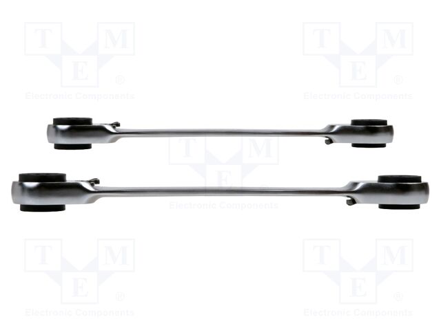 Wrench-set; double-sided,rattle,box; Plating: chromium; 2pcs.