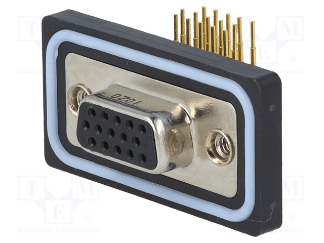 D-Sub HD; PIN: 15; socket; ED-EHD; female; Locking: screws; THT; IP67
