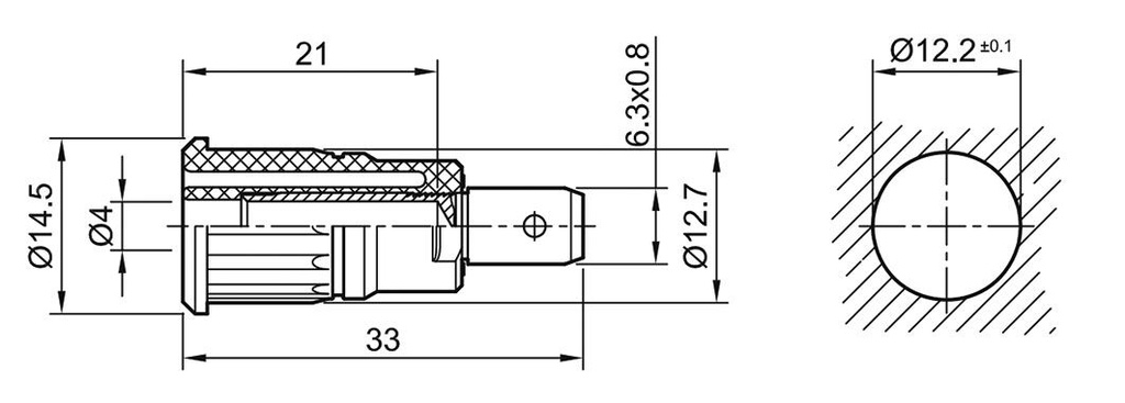 32A; Urated: 1kV; violet; Material: brass; Plating: nickel plated