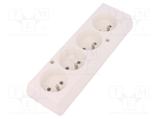 Connector: AC supply; splitter; Layout: 2P+PE; white; 250VAC; 16A
