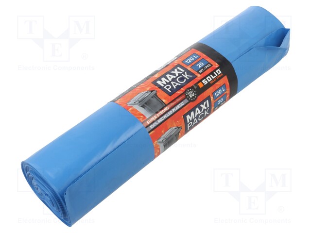 Trash bags; LDPE; blue; 120l; 20pcs; Maxi Pack