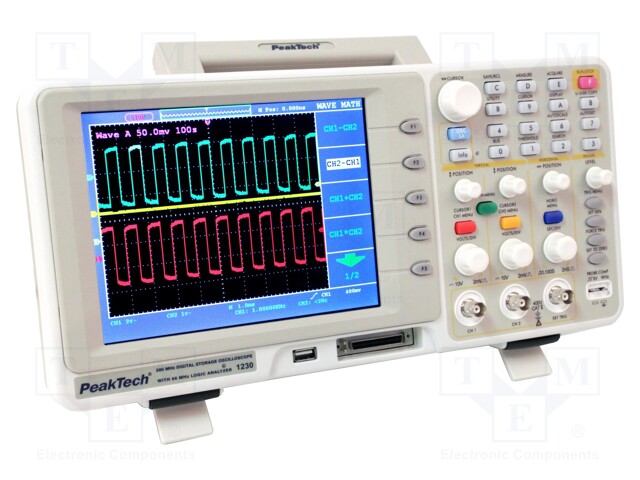 Oscilloscope: digital; Channels: 2; ≤200MHz; 1Gsps; 2Mpts/ch; 18W