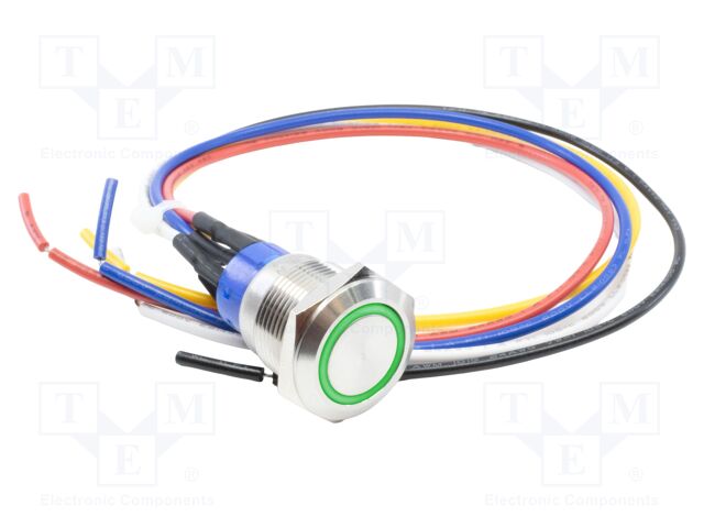 Switch: vandal resistant; SPDT; 3A/250VAC; IP67; ON-(ON); green; 3V
