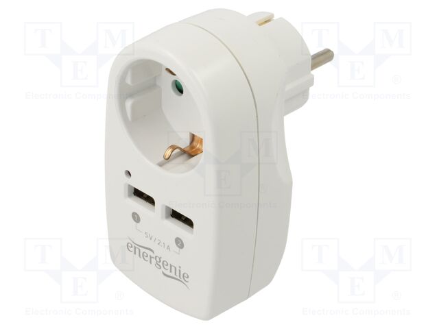 Power supply: switching; mains,plug-in; 5VDC; 2.1A; 10W; white