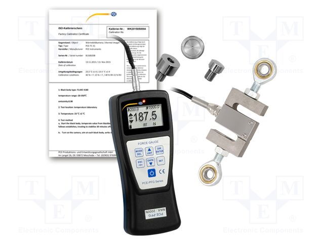 Meter: hardness; 0÷2000N; USB B; Measurement memory: 100; IP54