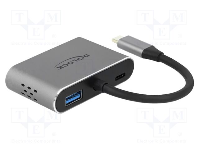 Hub USB; USB 3.2 Gen 1; grey; Number of ports: 4; 0.12m; metal; 87W