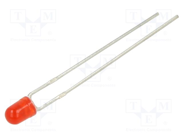 LED; red; 3mm; 2mcd; 40°; 2.1VDC