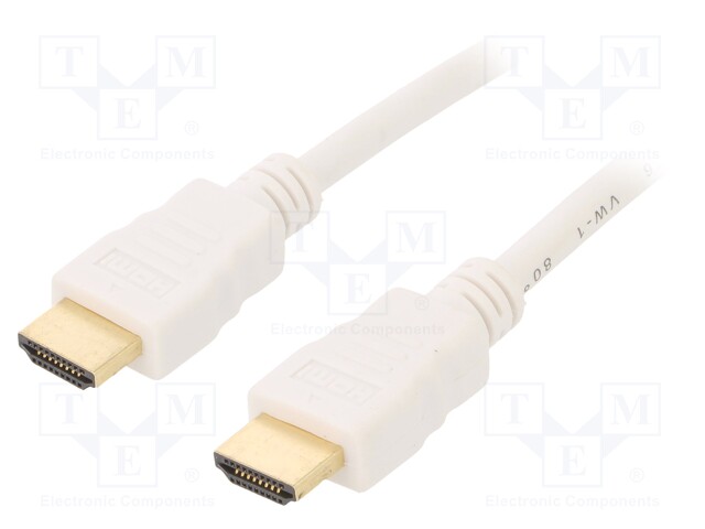 Cable; HDMI 2.0; HDMI plug,both sides; 1.8m; white; 30AWG; Core: Cu