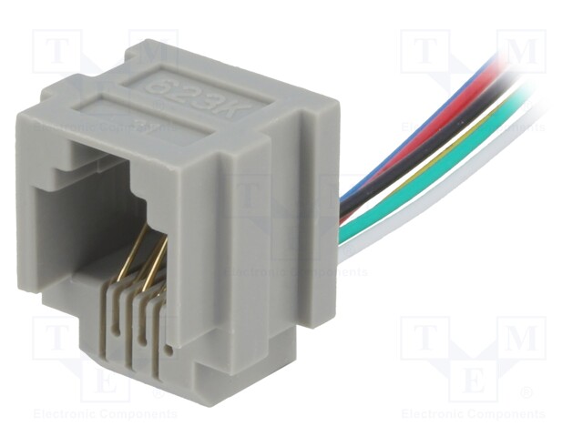 Socket; RJ12; 150mm; PIN: 6; with panel stop blockade,with leads