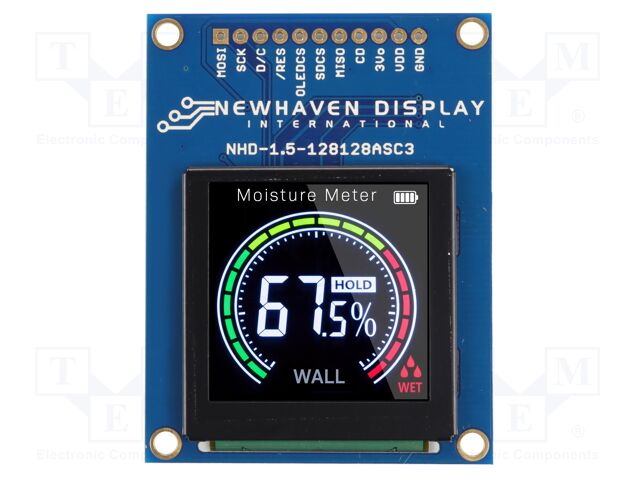 Display: OLED; matrix; 128x128; Dim: 58x44.5x2.1mm; Interface: SPI