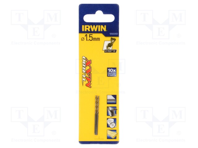 Drill bit; for metal; Ø: 1.5mm; L: 40mm; Working part len: 18mm