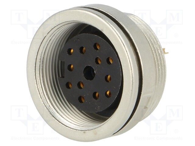 Connector: M16; female; IP68; socket; soldering; 60V; PIN: 12; 3A