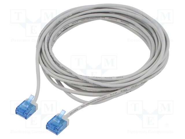 Patch cord; U/UTP; 6a; stranded; Cu; LSZH; grey; 5m; 32AWG; -20÷75°C