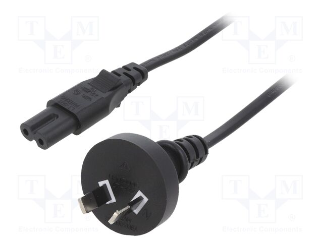 Cable; 2x0.75mm2; AS/NZS 3112 (I) plug,IEC C7 female; PVC; 3m
