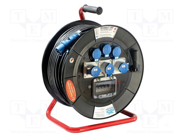 Extension lead; 3G2.5mm2; reel,with brake; Sockets: 6; rubber