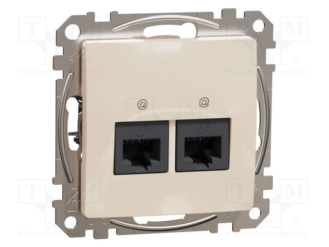 Data socket dual; IP20; plaster embedded,in mounting box; beige