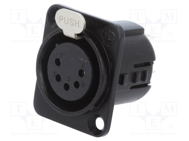 Socket; XLR; female; PIN: 5; straight; soldering; silver plated; 50V