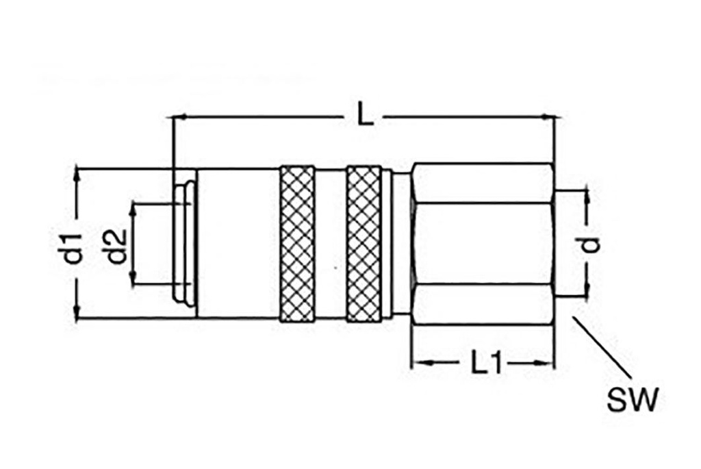 Quick connection coupling; straight,with valve; 10bar; Seal: FPM