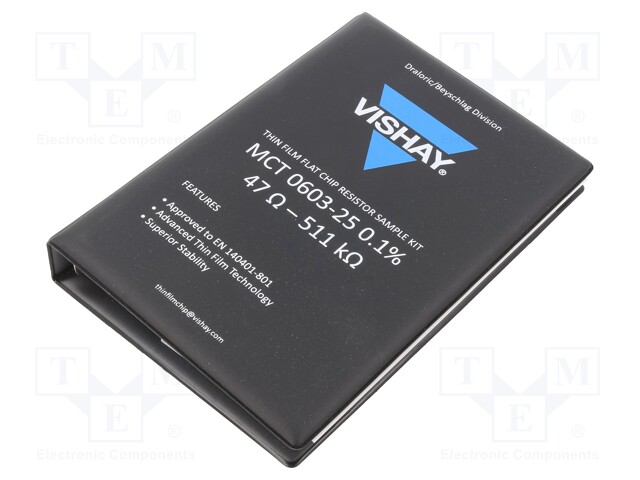 Kit: resistors; SMD; 0603; ±0.1%; 47Ω÷511kΩ; No.of val: 98; Pcs: 1960