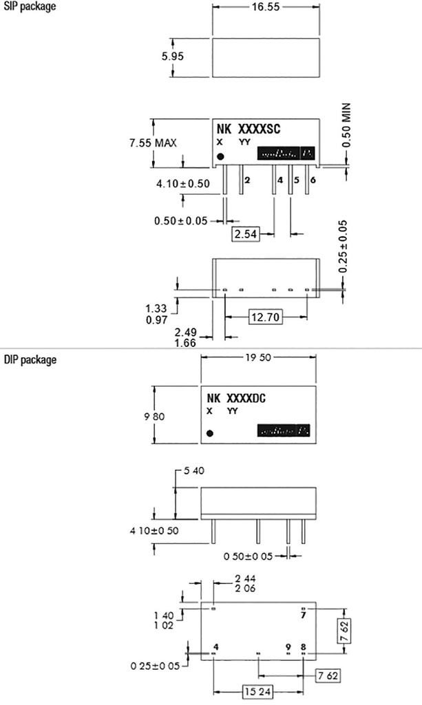 Converter: DC/DC; 1W; Uin: 10.8÷13.2V; Uout: 9VDC; Uout2: -9VDC; SIP