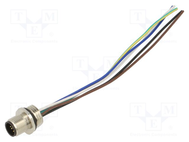 Connector: M12; socket; male; straight; with lead; PIN: 5; 0.34mm2