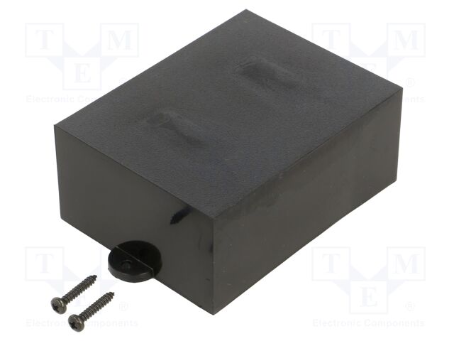 Enclosure: designed for potting; X: 64mm; Y: 85mm; Z: 36mm; ABS