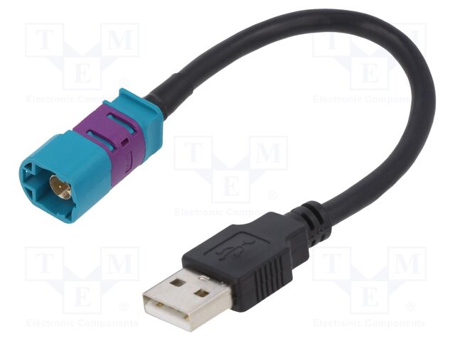 Cable; Fakra HSD socket,USB A plug; straight; 0.18m