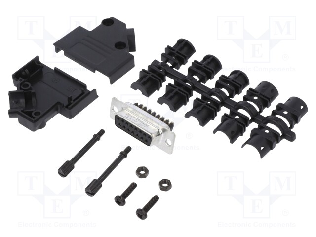 D-Sub; PIN: 15; female; unshielded; angled 45°; screw terminal