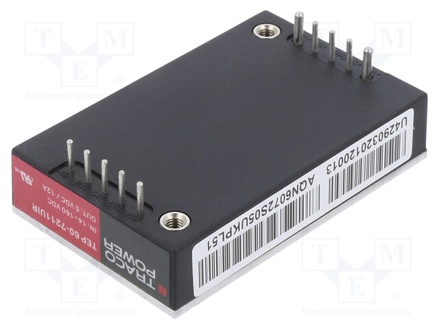 Converter: DC/DC; 60W; Uin: 14÷160V; 5VDC; Iout: 12A; Quarter Brick