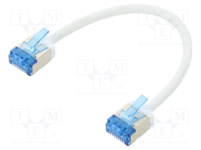Patch cord; U/FTP; 6a; stranded; Cu; LSZH; white; 0.15m; 32AWG