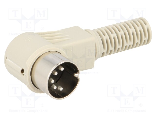 Plug; DIN; male; PIN: 5; Layout: 180°; angled 90°; for cable