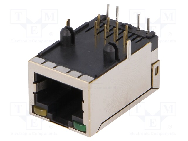 Socket; RJ45; PIN: 8; shielded,with LED; Layout: 8p8c; THT