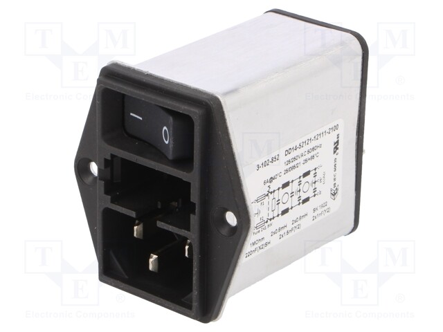 Connector: AC supply; socket; male; 6A; 250VAC; IEC 60320; -25÷85°C