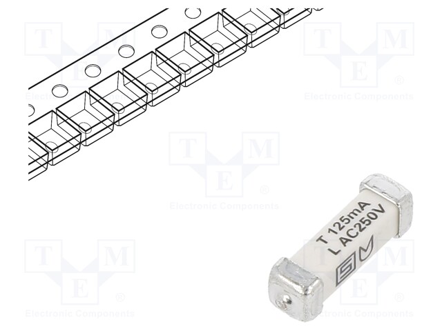 Fuse: fuse; time-lag; 125mA; 250VAC; 125VDC; SMD; ceramic; 3x10.1mm