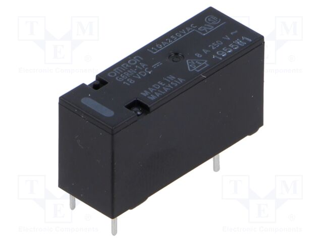Relay: electromagnetic; SPST-NO; Ucoil: 18VDC; 8A; 8A/250VAC; PCB
