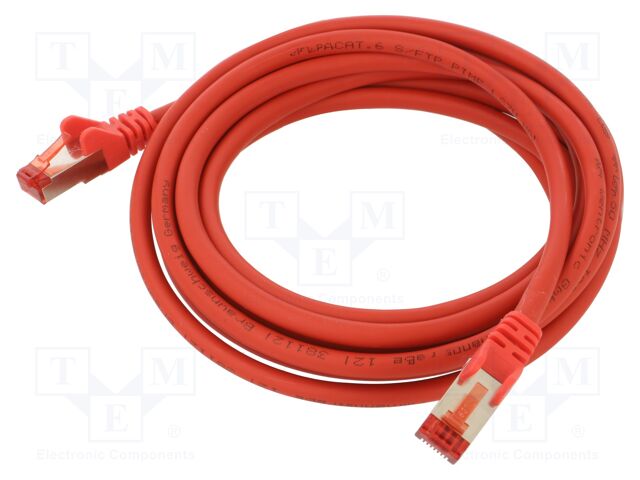 Patch cord; S/FTP; 6; stranded; Cu; LSZH; red; 3m; halogen free