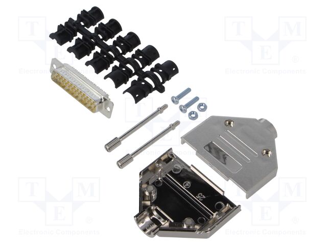 D-Sub; PIN: 25; plug; male; shielded; soldering; for cable; white