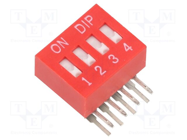 Switch: DIP-SWITCH; Poles number: 4; OFF-ON; 0.025A/24VDC; Pos: 2/4
