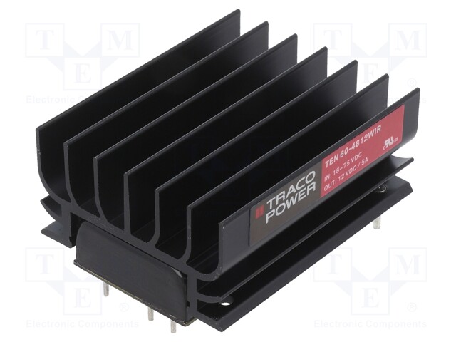 Converter: DC/DC; 60W; Uin: 36÷75V; 12VDC; Iout: 5000mA; 2"x1"; 66.9g
