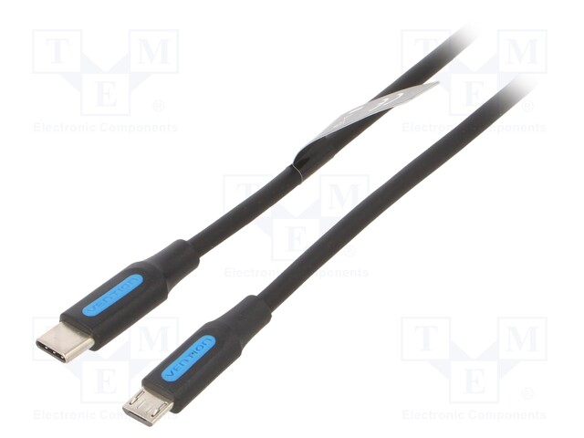 Cable; USB 2.0; USB B mini plug,USB C plug; nickel plated; 1m
