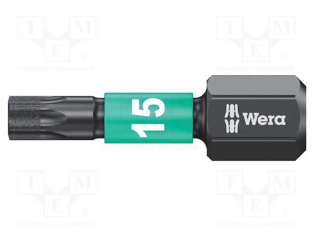 Screwdriver bit; Torx®; TX15; Overall len: 25mm; Plating: diamond